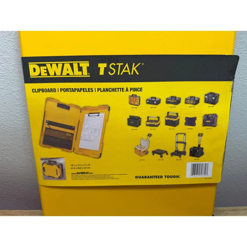 DeWALT TSTAK Clipboard Storage Case‎ with LED Light Yellow Black NEW